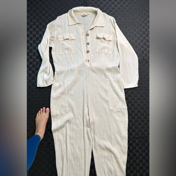 Free People Cream Tan Jumpsuit with Relaxed Fit - Picture 8 of 8